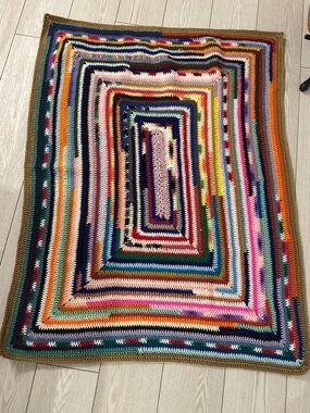 Handmade Multicolor Crochet Scarf or Baby Blanket 47 inches x 35 inches